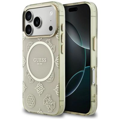 Guess IML Peony Dot MagSafe Case for iPhone 17 Pro - Beige