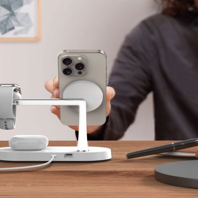 6. Tech-Protect A12 3in1 MagSafe Inductive Charger for Smartphone/Headphones/Smartwatch - White