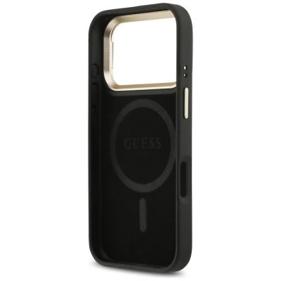 7. Guess 4G PU Triangle Logo & Stand Camera Magsafe Case for iPhone 17 Pro - Black