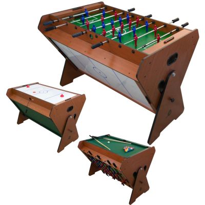3-in-1 ROTARY GAME TABLE, BILLIARDS, TABLE FOOTBALL, AIR HOOK-UP 121x89x84.5CM