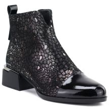Women's leather ankle boots with heels in black and silver D&A S.Barski LZ62-2043