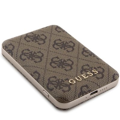 3. Guess Powerbank inductive 15W GUPB5FP4EMGW 5000mAh brown/brown 4G Leather Metal Logo MagSafe