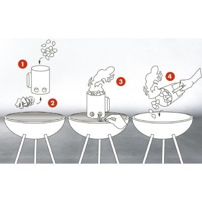 10. CHIMNEY LIGHTER FOR GRILL, HEIGHT 27.5 CM WITH WOODEN HANDLE