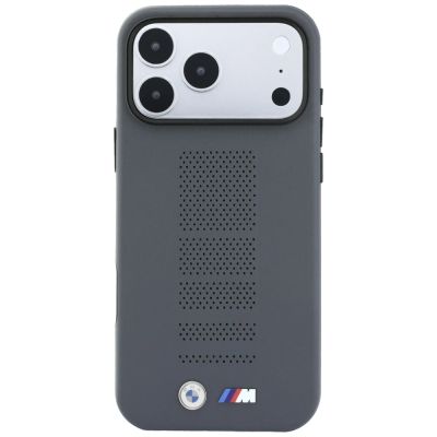 3. BMW M Blue Perfo Metal Logo MagSafe Case for iPhone 18 Pro / 17 Pro - Gray