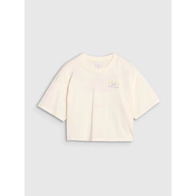 4. Oversized crop top t-shirt with print for girls 4F 4FJWSS25TTSHF1868-11S