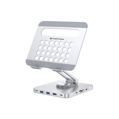 3. CONCEPTRONIC Tablet Holder with 8-in-1 Docking Station Silver