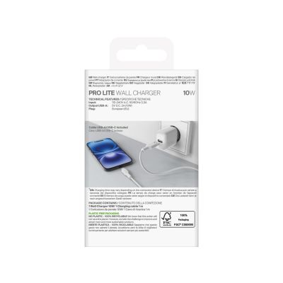 3. Puro PROLITE 10W USB-A wall charger + USB-A - USB-C cable 1.2m - white