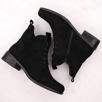 3. Women’s Lace-Up and Zip Ankle Boots, Warm-Lined, Black M.Daszyński SA198-24