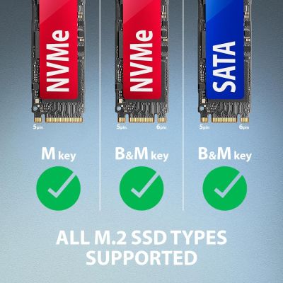 6. SSD enclosure Axagon ADM2-AM USB-A 10Gbps - M.2 NVMe & SATA SSD adapter, cable USB-A 10cm Black
