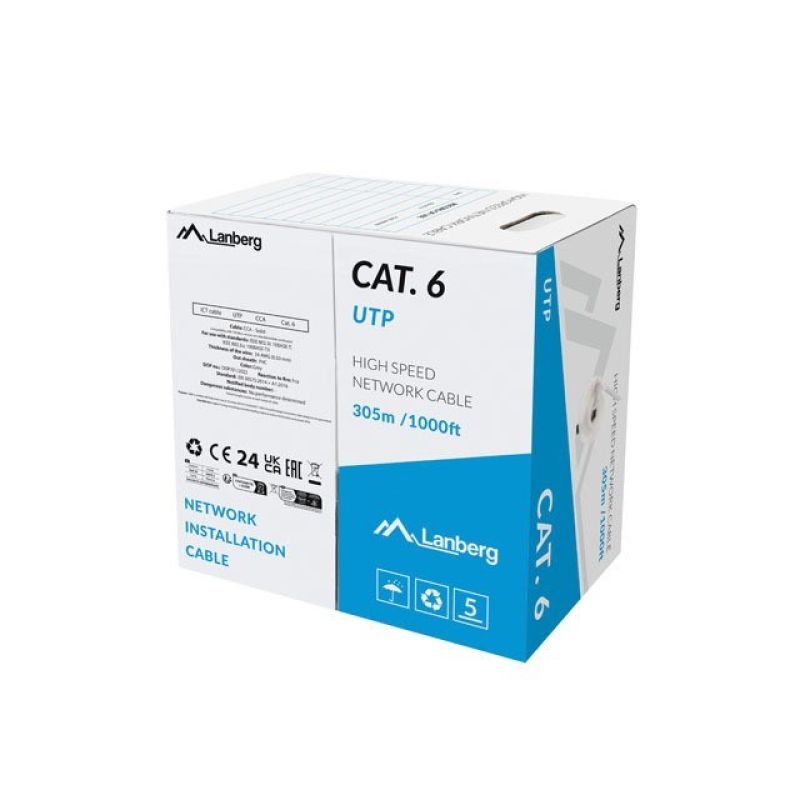 LAN CABLE UTP cat.6 305M wire CCA gray Fluke PASSED LANBERG