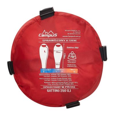 8. Campus Gattino 250 Mummy Sleeping Bag Right Red/Orange