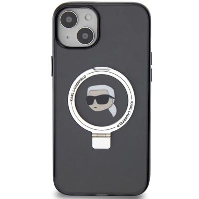 3. Karl Lagerfeld KLHMP15SHMRSKHK iPhone 15 6.1" black/black hardcase Ring Stand Karl Head MagSafe