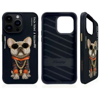 2. Nimmy Glasses Cool Dog Case for iPhone 15 Pro - Black