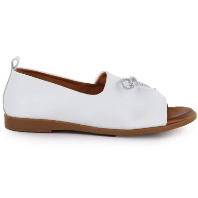 4. Women's leather open-toe shoes, white, Cambell 19388