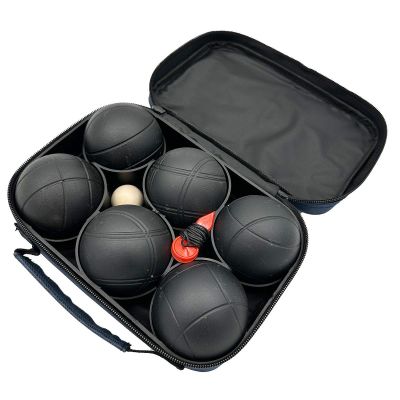 7. 6-PIECE PETANQUE BALLS - BLACK BOULE, ENERO PRO COVER
