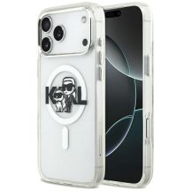 Karl Lagerfeld IML Glitter Karl & Choupette Sketch Logo MagSafe Case for iPhone 17 Pro Max - Clear