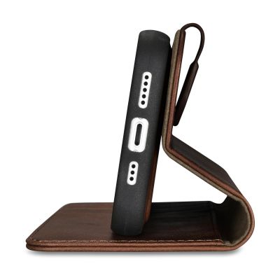 7. iCarer Oil Wax Wallet Case 2in1 Cover iPhone 14 Plus Anti-RFID Leather Flip Case Brown (WMI14220723-BN)