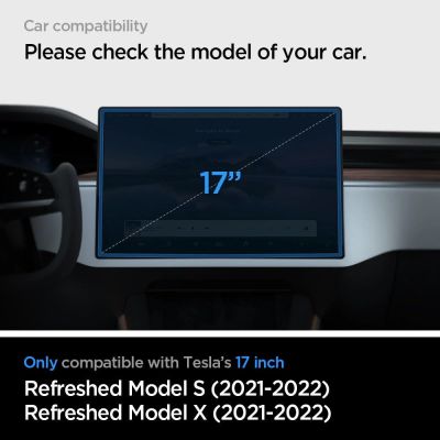 9. Spigen Glas.tR EZ Fit Tempered Glass for Tesla Model X 2022 / Model S 2021 - Black