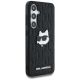 4. Karl Lagerfeld Leather Monogram Pin Logo Choupette Head Samsung Galaxy S25 Case Black