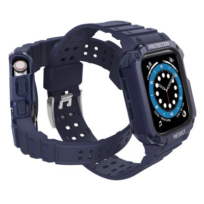 3. Protect Strap Band for Apple Watch 42/44/45mm Armored Case Strap - Blue