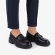 5. Women's leather lords moccasins with thick soles, black Vinceza 39985