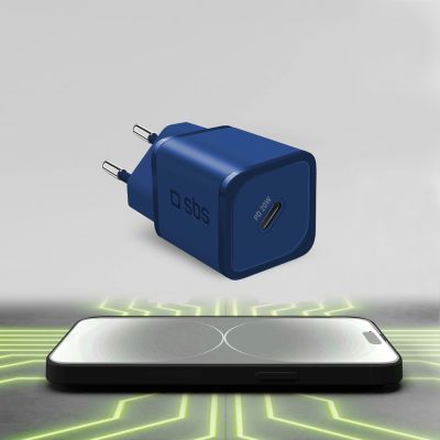 5. SBS TETRGAN1C20B 20W GaN Wall Charger with Power Delivery - Blue