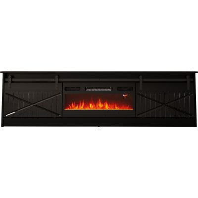 GRANERO TV cabinet + fireplace 200x56.7x35 black/black combination