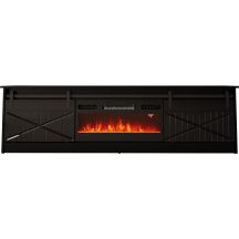 GRANERO TV cabinet + fireplace 200x56.7x35 black/black combination