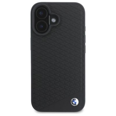 3. BMW Sign Leather Diamond Metal Logo MagSafe iPhone 16 Case - Black