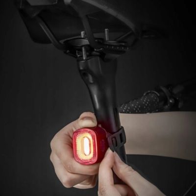 3. Rockbros Q2S LED Rear Bike Light with Smart Stop System + USB-C - USB-A Cable - Black