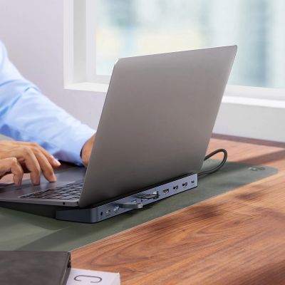 8. Baseus EliteJoy Gen2 Universal 12-in-1 USB HUB with 25cm USB-C Cable, Notebook Stand, USB-A / USB-C / DP / HDMI / SD / TF / RJ45 / 3.5mm Jack / PD 100W Gray (WKSX030213)