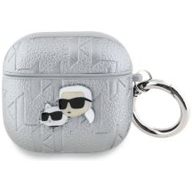 Karl Lagerfeld Monogram Karl & Choupette Head case for AirPods 4 - silver