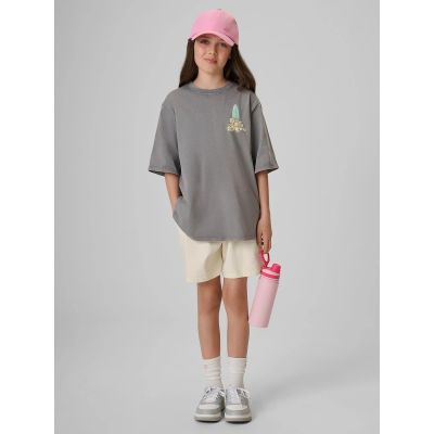 4. Loose T-shirt with print for girls 4F 4FJRSS26TTSHF3980-25S