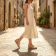 9. Women's leather wedge sandals beige Filippo DS7635
