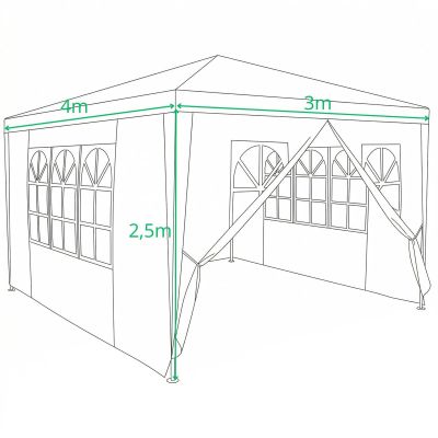 5. GARDEN TENT PAVILION 3X4X2.5M WHITE SASKA GARDEN