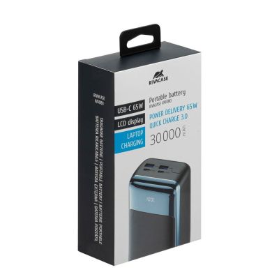 11. Rivacase VA1080 Lithium Polymer (LiPo) Power Bank 30000 mAh Black, Blue