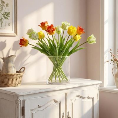18. WHITE TULIP 38CM LIFE-LIKE SPRING DECORATION