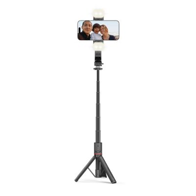 10. Tech-Protect L05S Bluetooth Selfie Stick with Tripod up to 105cm with LED Light - Black