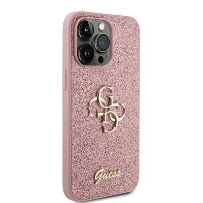 4. Guess GUHCP15LHG4SGP iPhone 15 Pro 6.1" pink/pink hardcase Glitter Script Big 4G