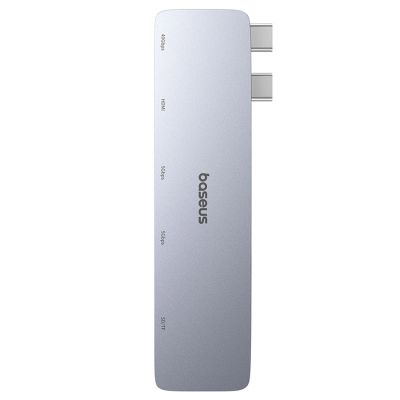 2. Baseus UltraJoy Series 6-in-1 USB-C 40 Gb/s USB 3.0 HDMI 4K USB Hub with SD and microSD Reader - Gray