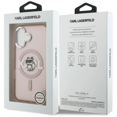 8. Karl Lagerfeld IML Choupette Sketch Logo MagSafe iPhone 16 Case - Pink