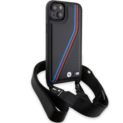 3. BMW M Edition Carbon Tricolor Lines & Strap case for iPhone 15 / 14 / 13 - black