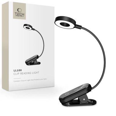 Tech-Protect LL100 Wireless Lamp with Clip + USB-A / USB-C Cable 30 cm - Black