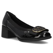 Black patent leather pumps on a block heel Filippo DP6960
