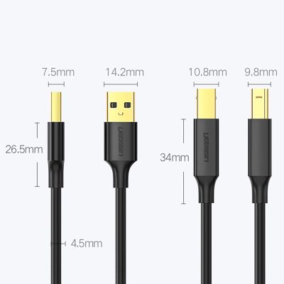 9. Ugreen USB Type B printer cable (male) - USB 2.0 (male) 480 Mbps 2 m black (US135 20847)