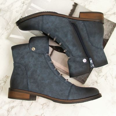 6. Women's ankle boots with decorations, insulated, blue, Jezzi