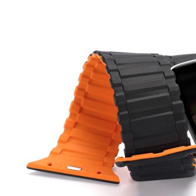 7. Dux Ducis Strap (Armor Version) Apple Watch SE Strap, 9, 8, 7, 6, 5, 4, 3, 2, 1 (41, 40, 38 mm) Silicone Magnetic Band Bracelet Black/Orange