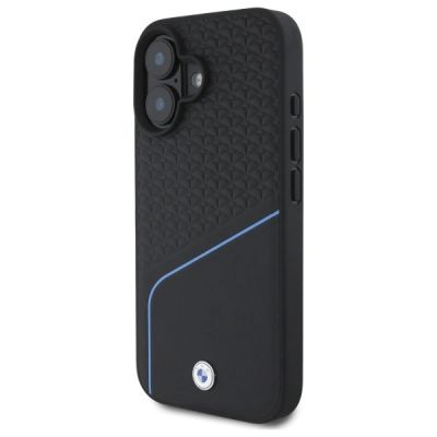 2. BMW Sign Leather Textured And Line MagSafe iPhone 16 Case - Black