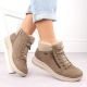 5. Beige waterproof leather ankle boots for women – Rieker L7701-24