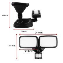 MACLEAN LED WALL LAMP, WITH PIR SENSOR, 20W, 1500LM, IP65, NEUTRAL WHITE 4000K, BLACK MCE524 B